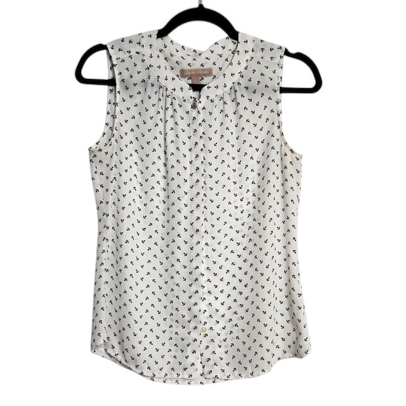 Banana Republic Anchor Print Top Sleeveless White w/Navy Blue Anchors - Picture 1 of 4